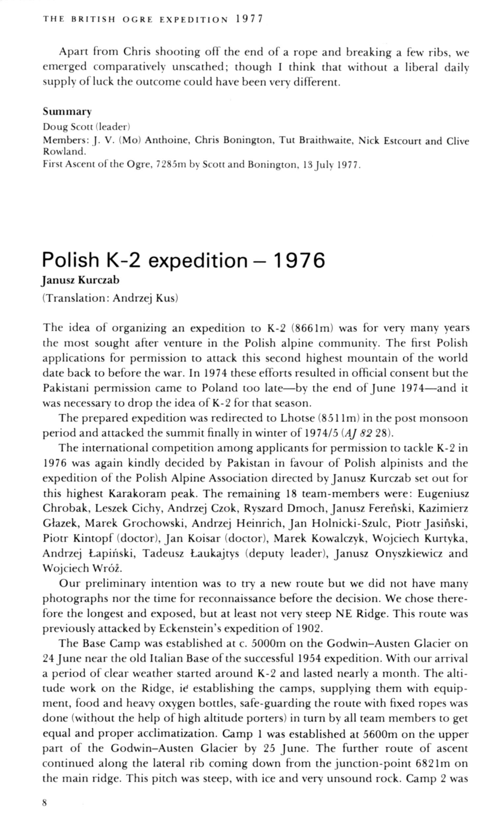 Polish K-2 Expedition 1976 Janusz Kurczab 8