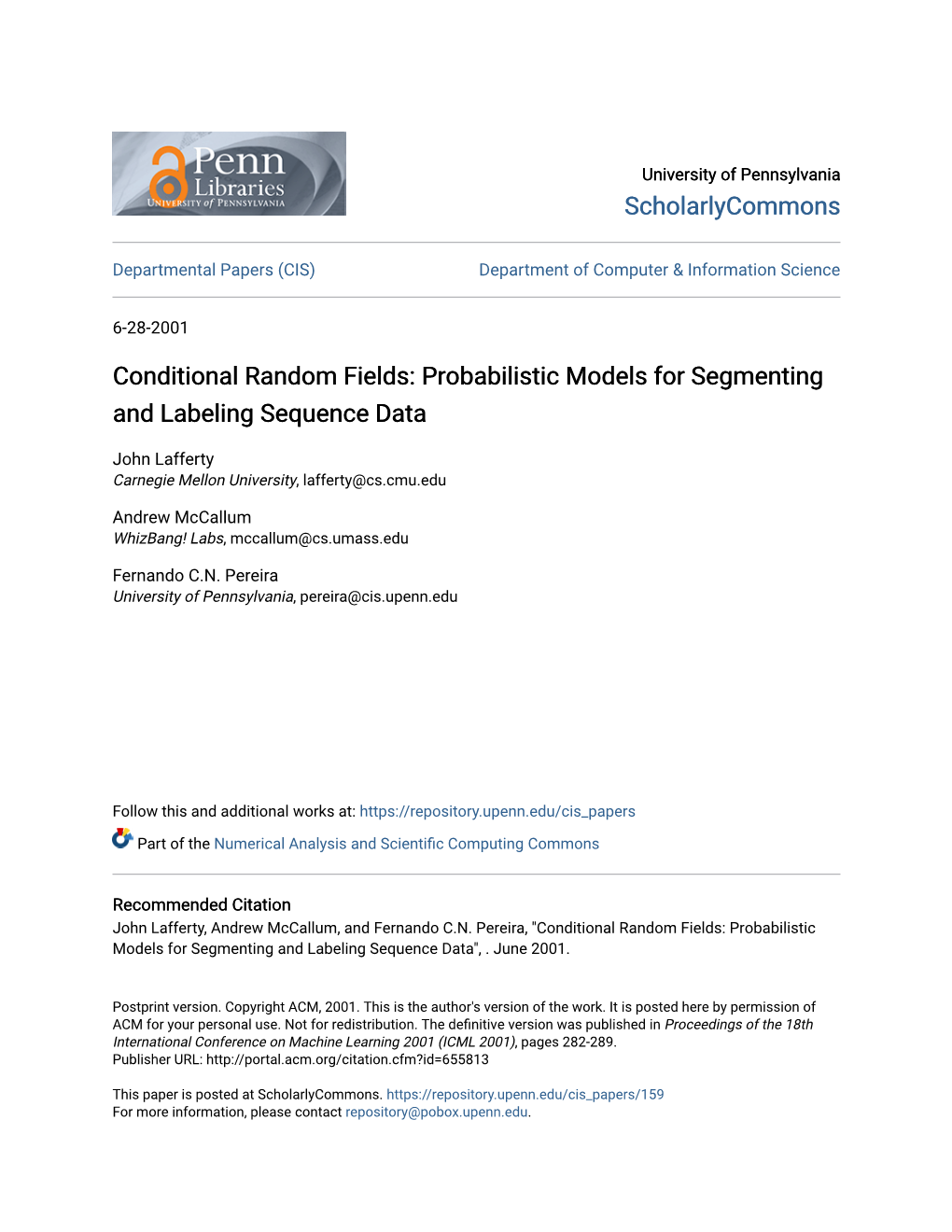 Conditional Random Fields: Probabilistic Models for Segmenting and Labeling Sequence Data