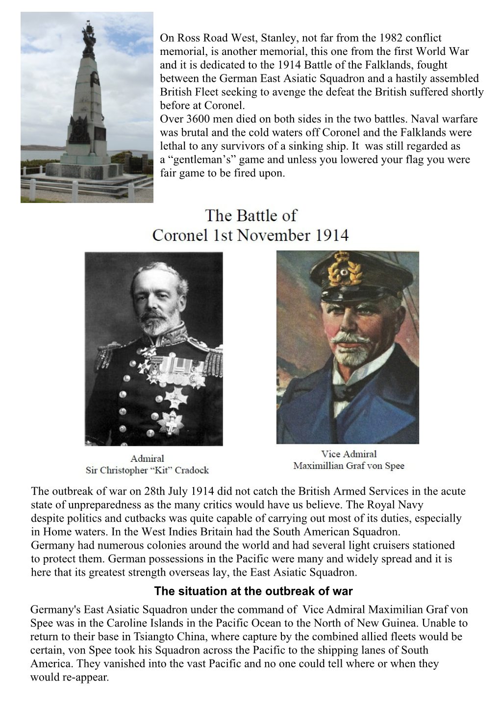 The Battle of Coronel 1St November 1914