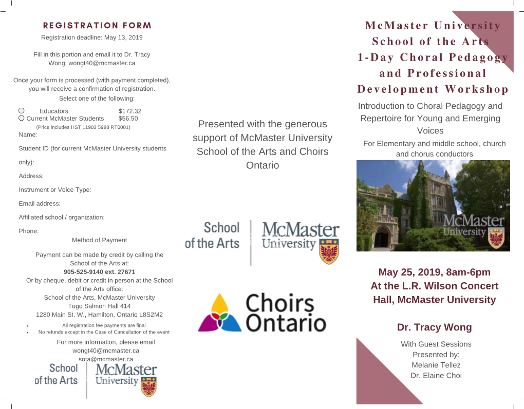 Mcmaster University Choral Workshop