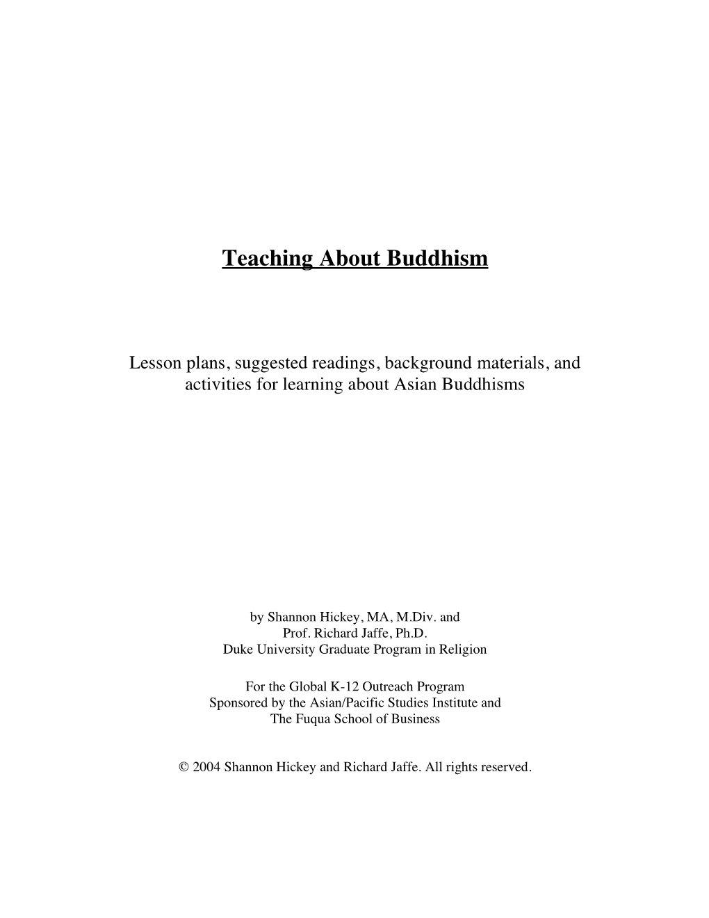 Teaching About Buddhism