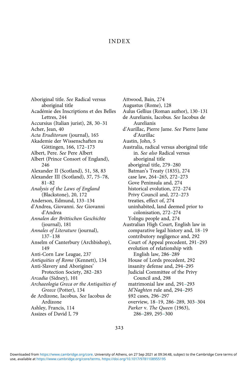 Page 1 INDEX Aboriginal Title. See Radical Versus Aboriginal Title