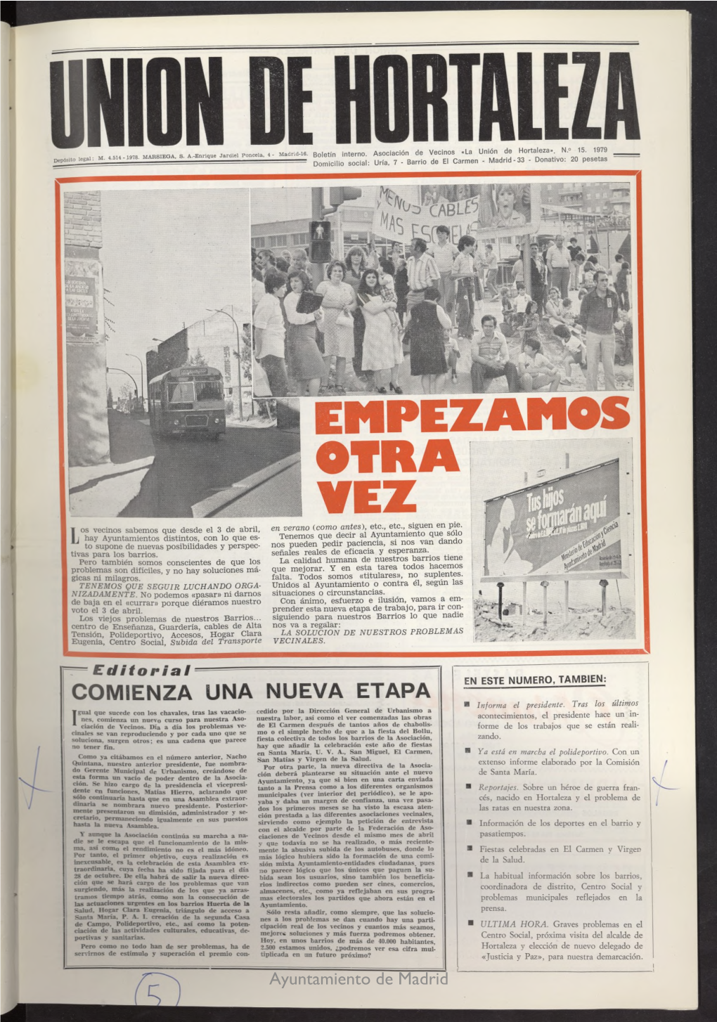 La Unión De Hortaleza De Octubre De 1979, Nº 15