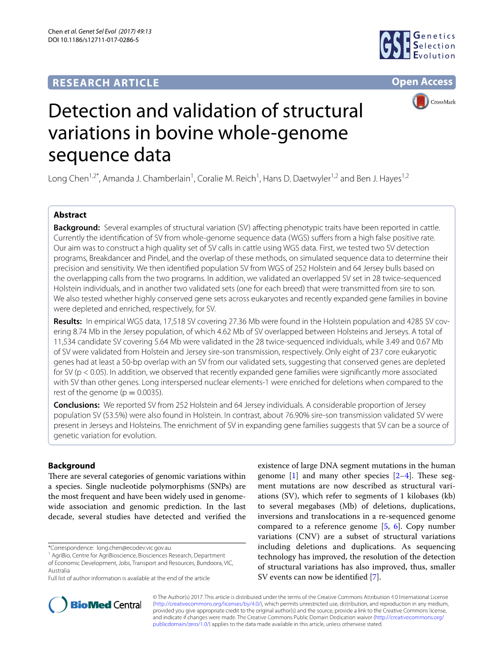 Detection and Validation of Structural Variations in Bovine Whole-Genome