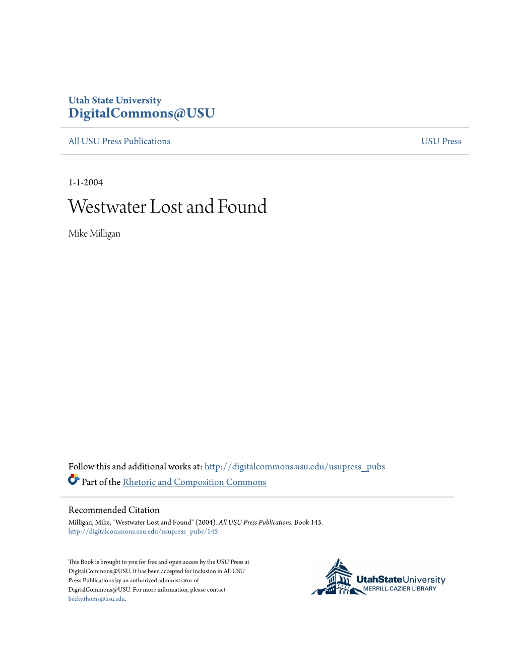 Westwater Lost and Found Mike Milligan