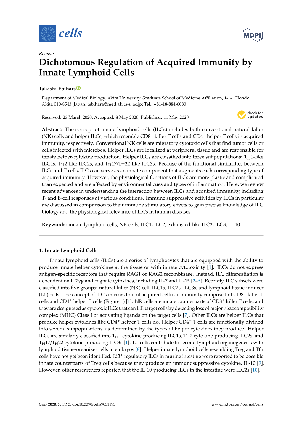Dichotomous Regulation of Acquired Immunity by Innate Lymphoid Cells