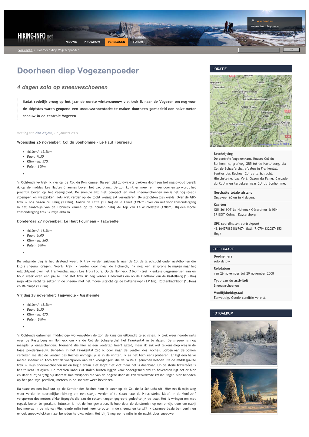 Doorheen Diep Vogezenpoeder | Verslagen | Hiking-Info.Net