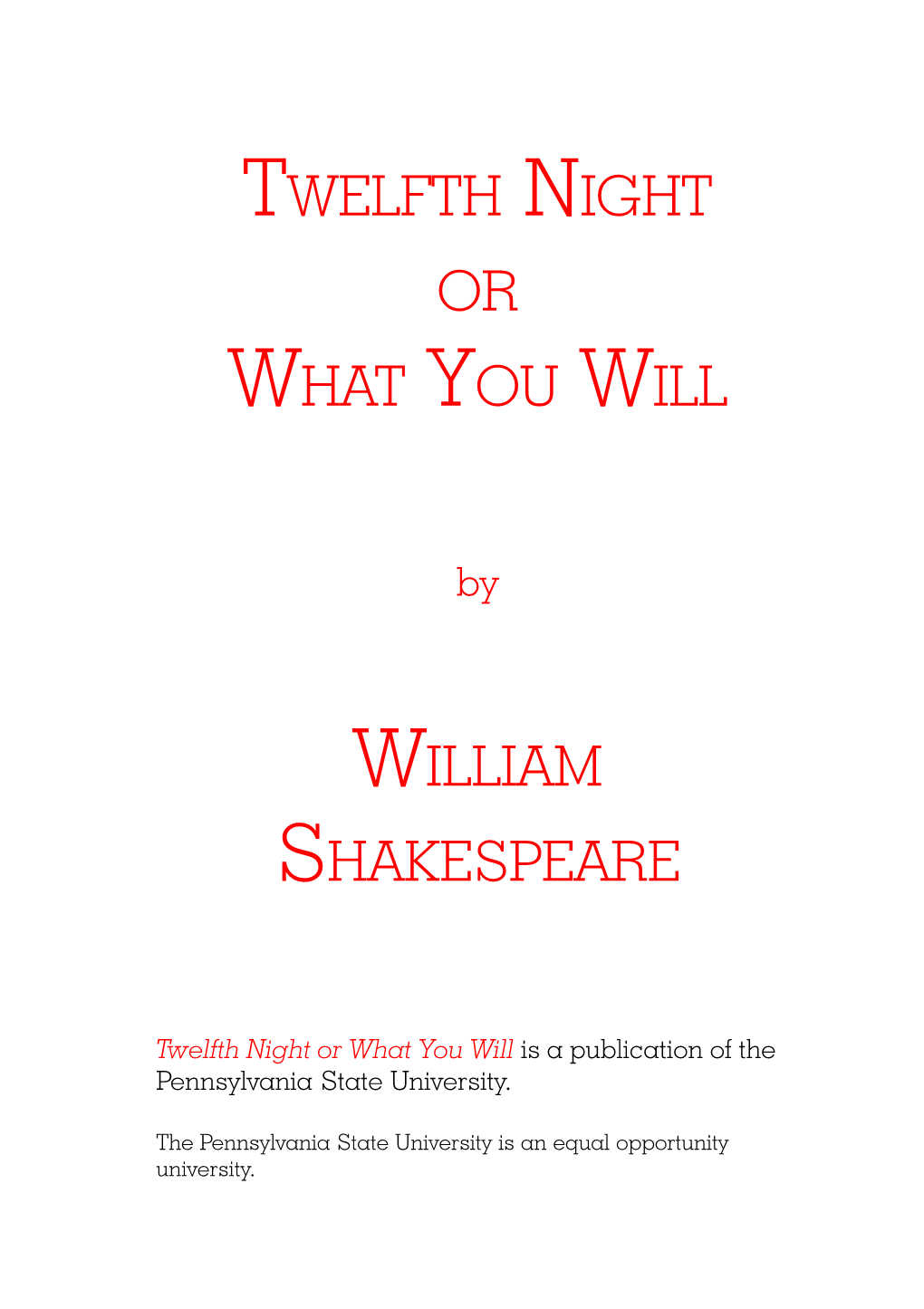 Twelfth Night Or What You Will William Shakespeare