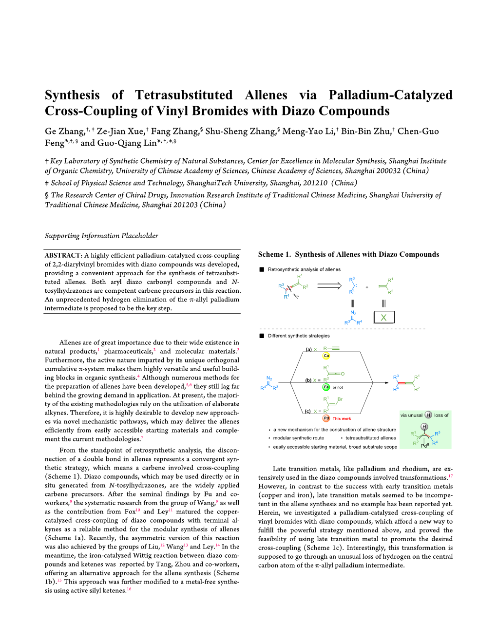 Synthesis of Tetrasubstituted Allenes Via Palladium-Catalyzed Cross