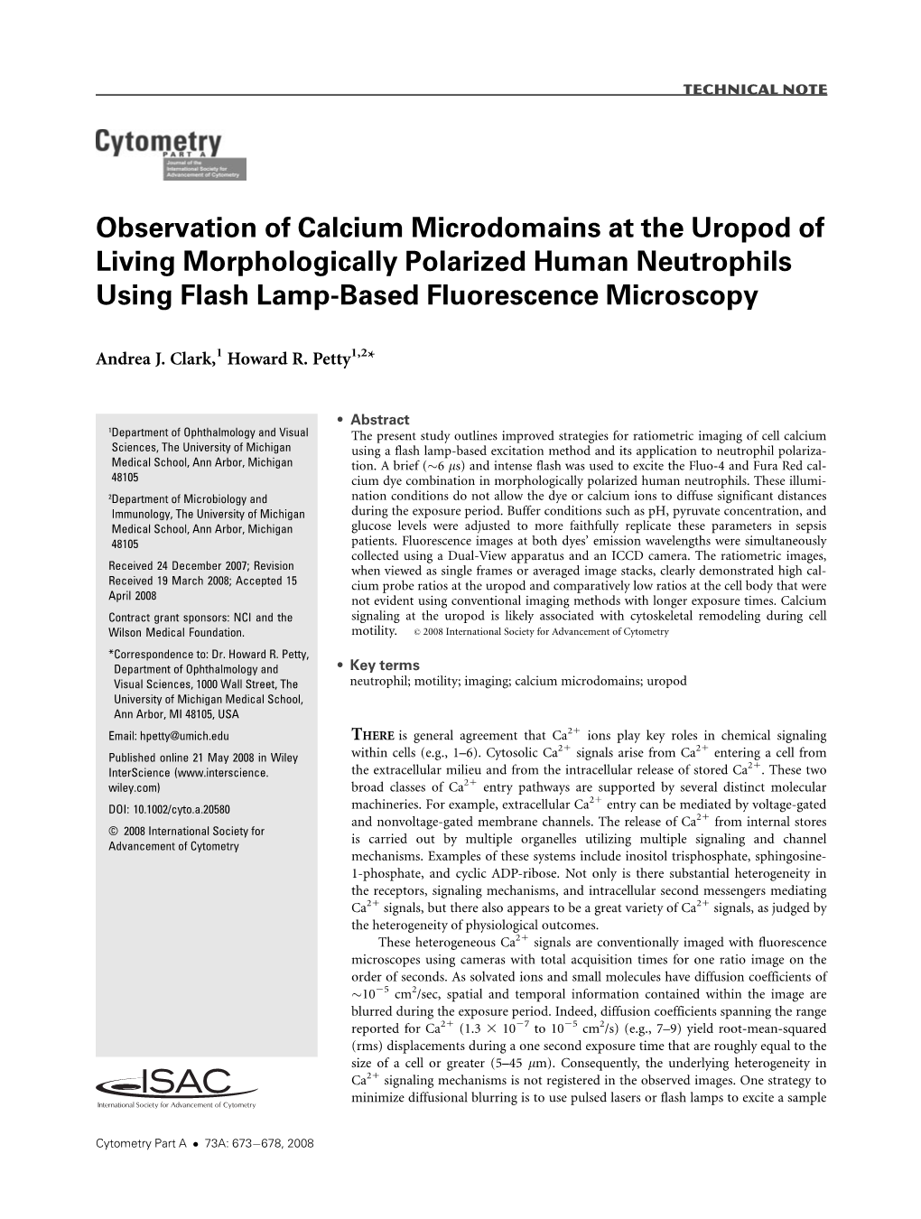 Observation of Calcium Microdomains at the Uropod of Living Morphologically Polarized Human Neutrophils Using Flash Lamp-Based Fluorescence Microscopy