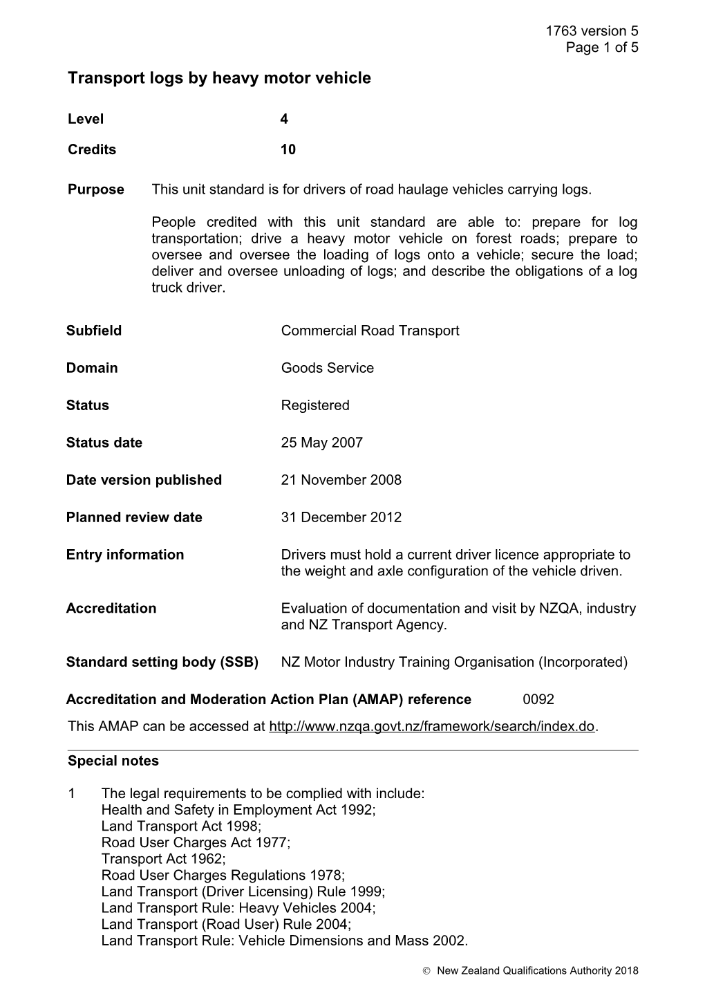 1763 Transport Logs by Heavy Motor Vehicle