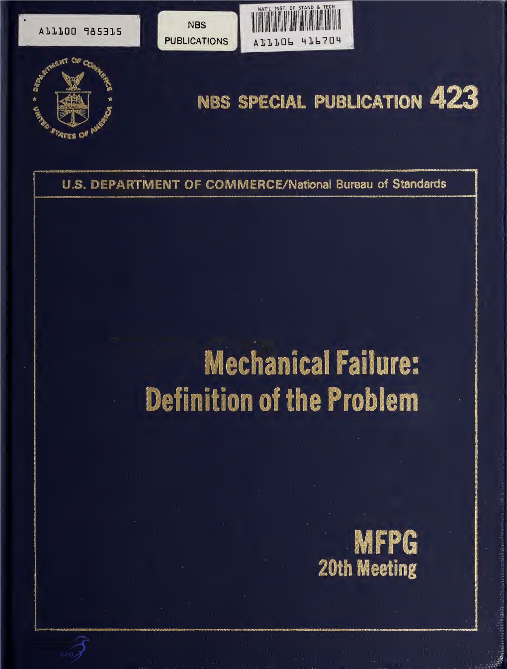 Mechanical Failure : Definition of the Problem