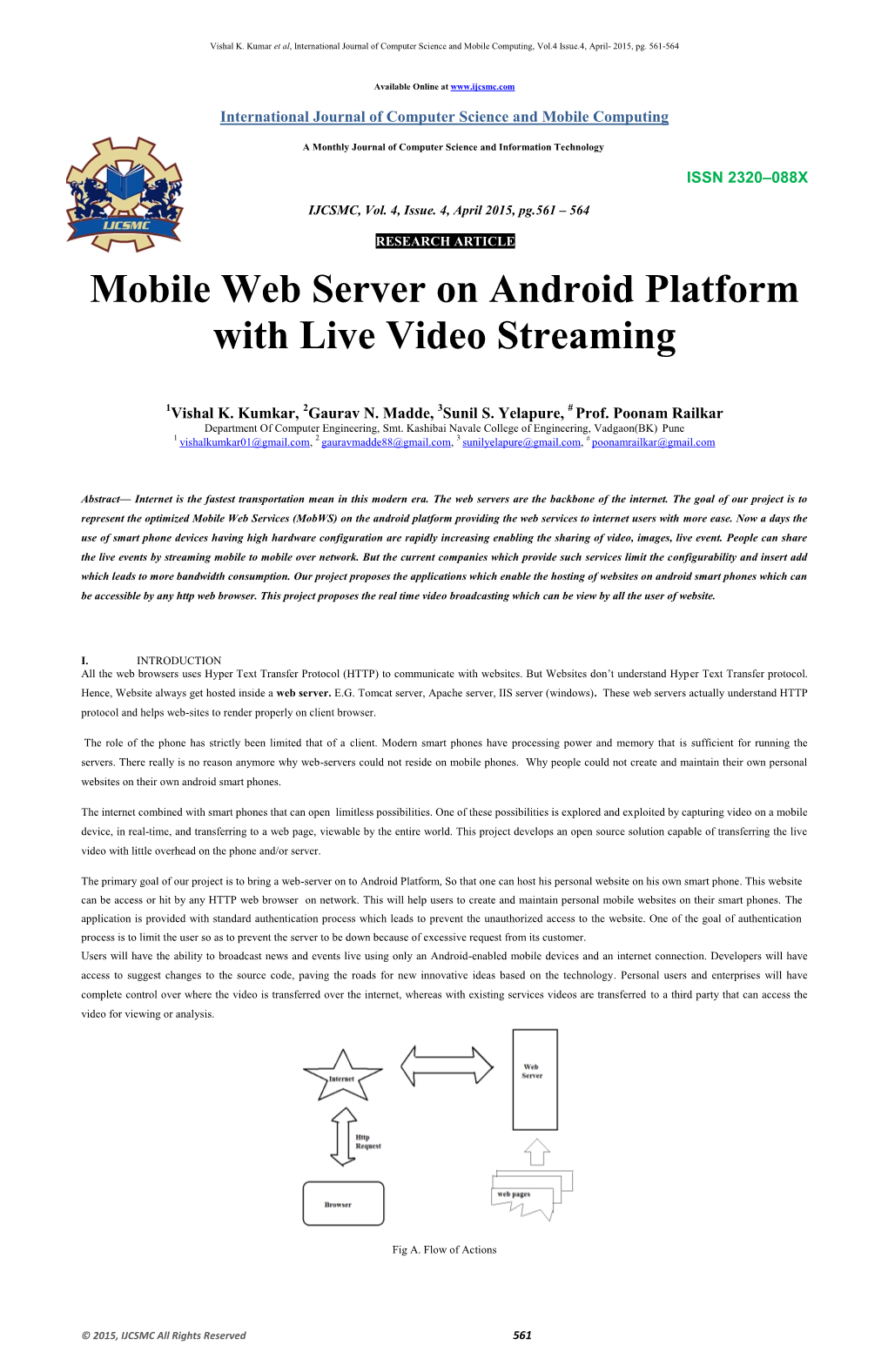 Mobile Web Server on Android Platform with Live Video Streaming