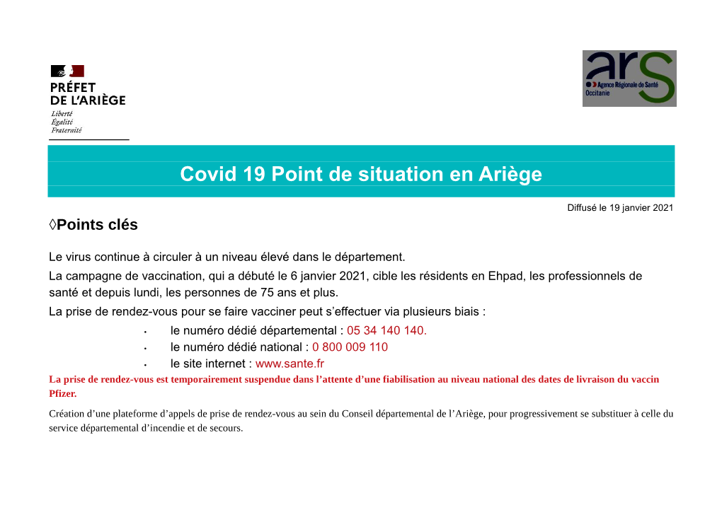 Covid 19 Point De Situation En Ariège