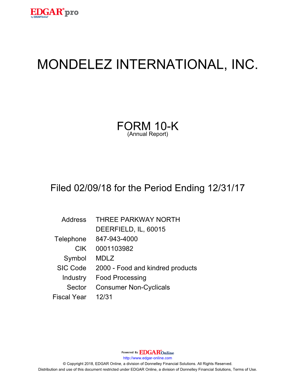 Mondelez International, Inc