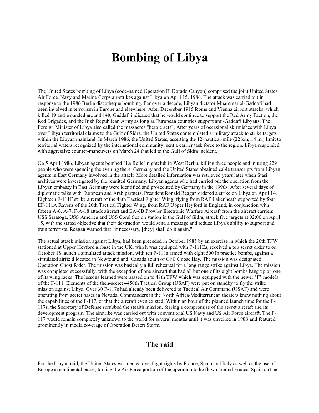 Bombing of Libya