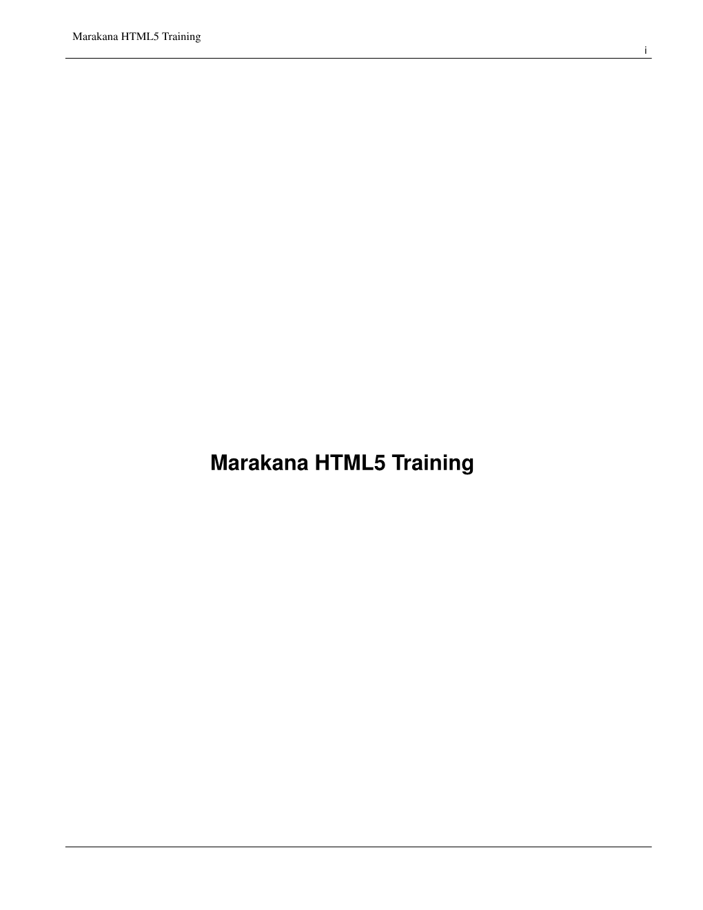 Marakana HTML5 Training I