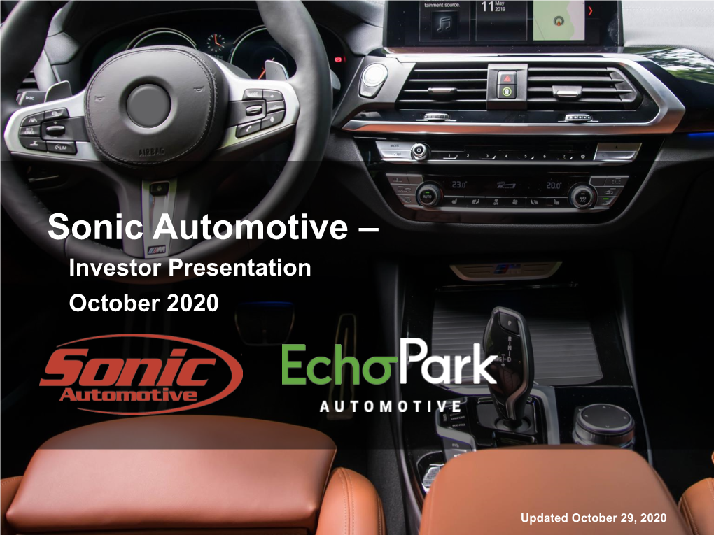 Sonic Automotive – Investor Presentation October 2020