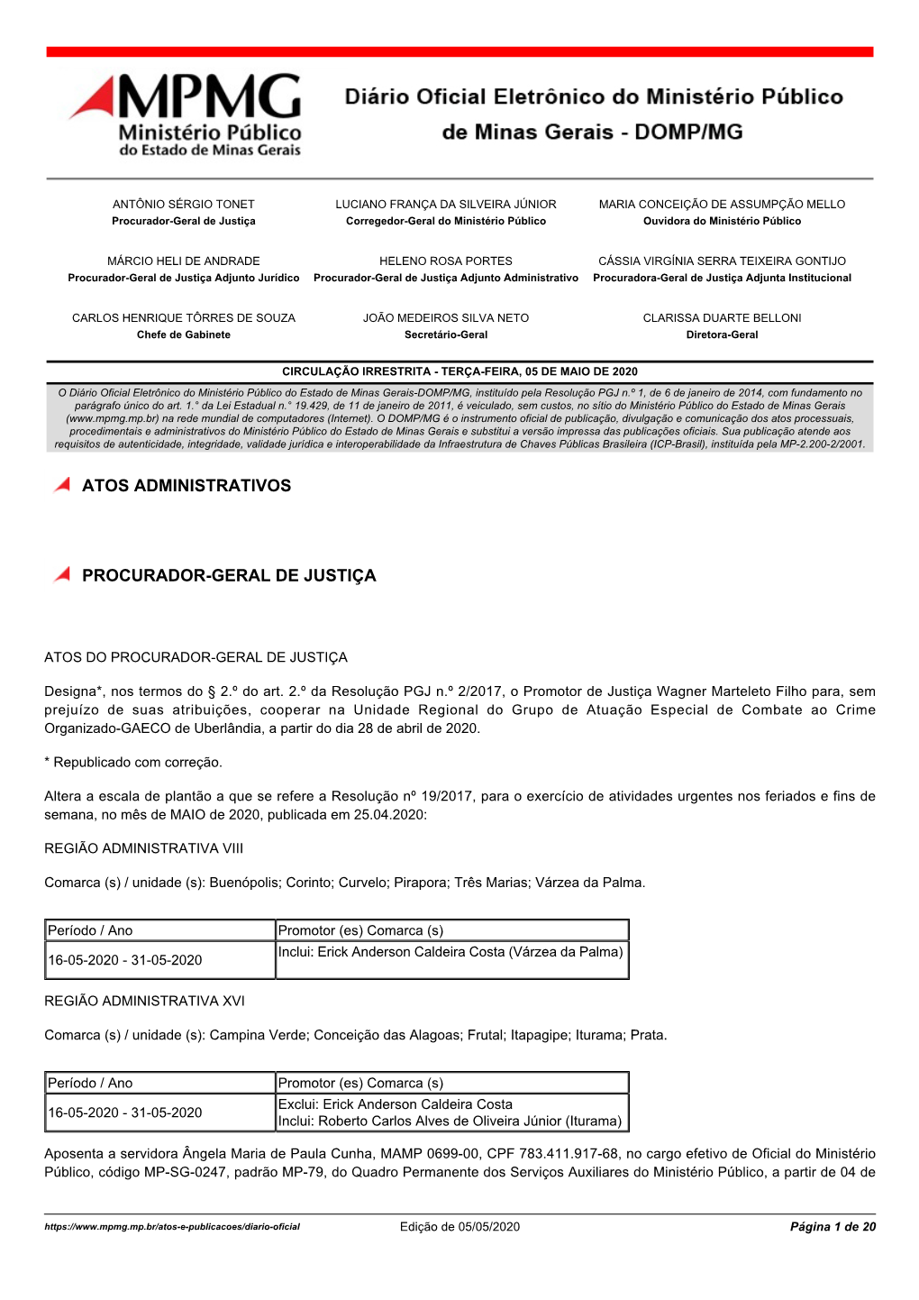 Atos Administrativos Procurador-Geral De Justiça