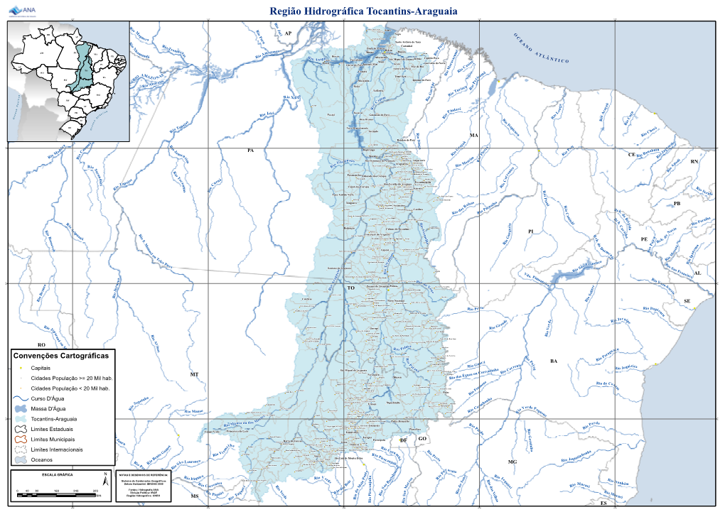 Região Hidrográfica Tocantins-Araguaia 60°W 55°W 50°W 45°W 40°W