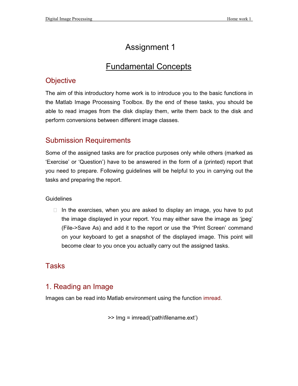 Assignment 1 Fundamental Concepts