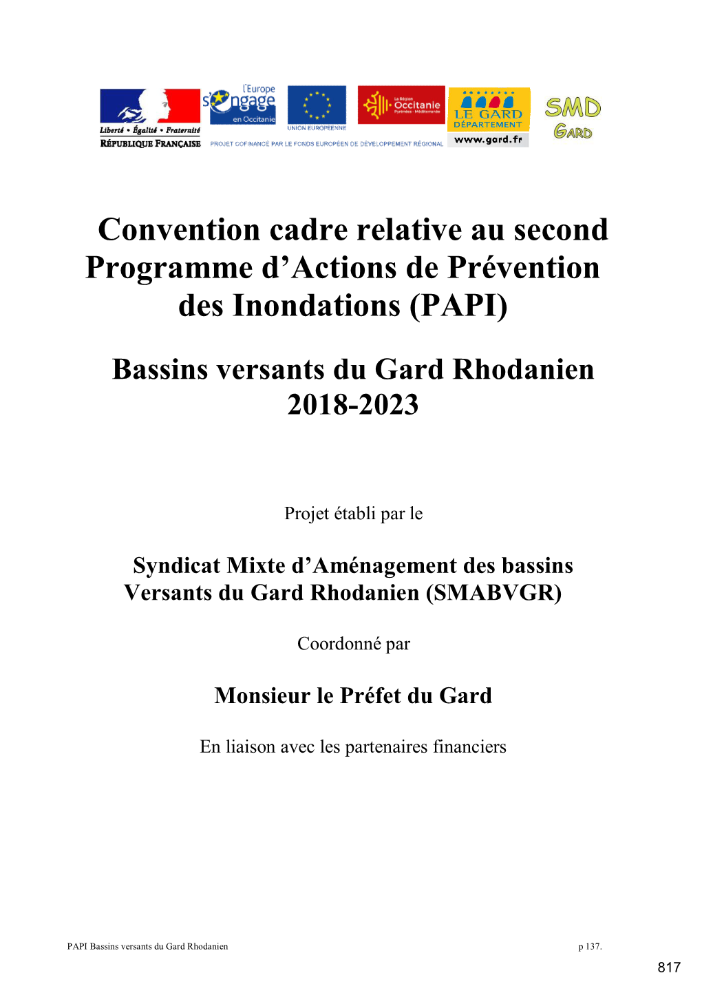 Convention Cadre Relative Au Second Programme D'actions De Prévention