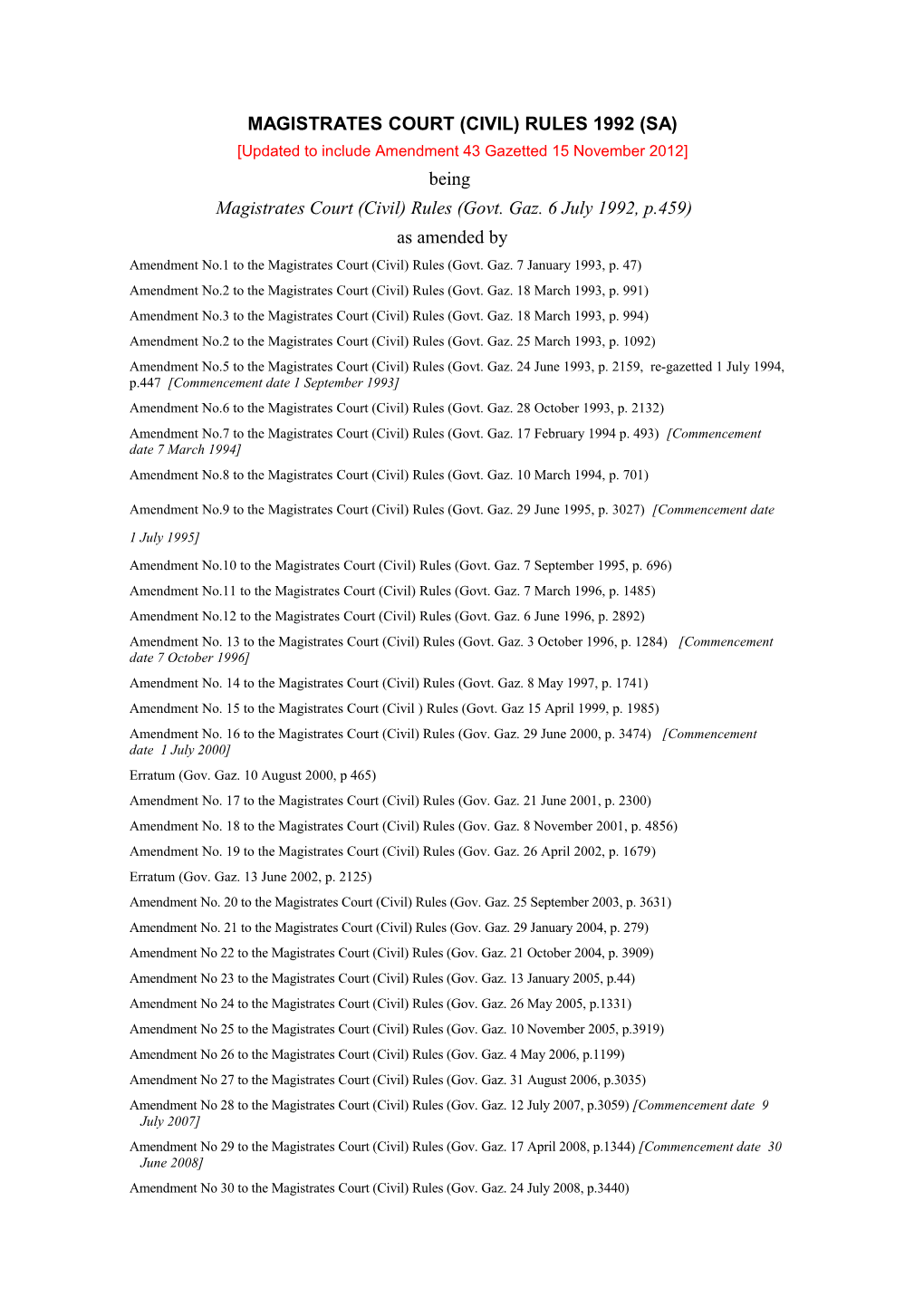 Magistrates Court (Civil) Rules 1992 (Sa)