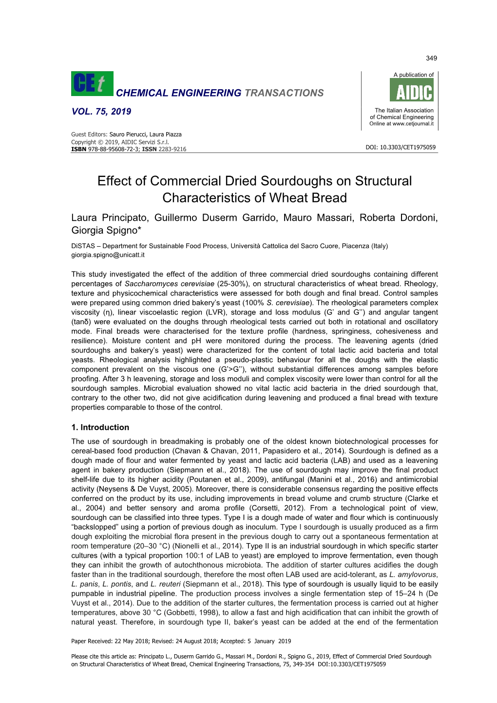 Effect of Commercial Dried Sourdoughs on Structural