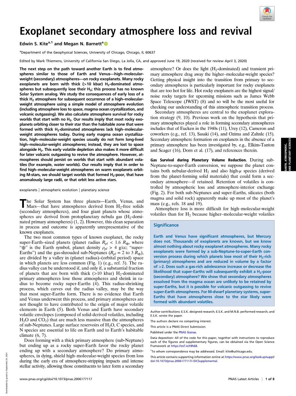 Exoplanet Secondary Atmosphere Loss and Revival