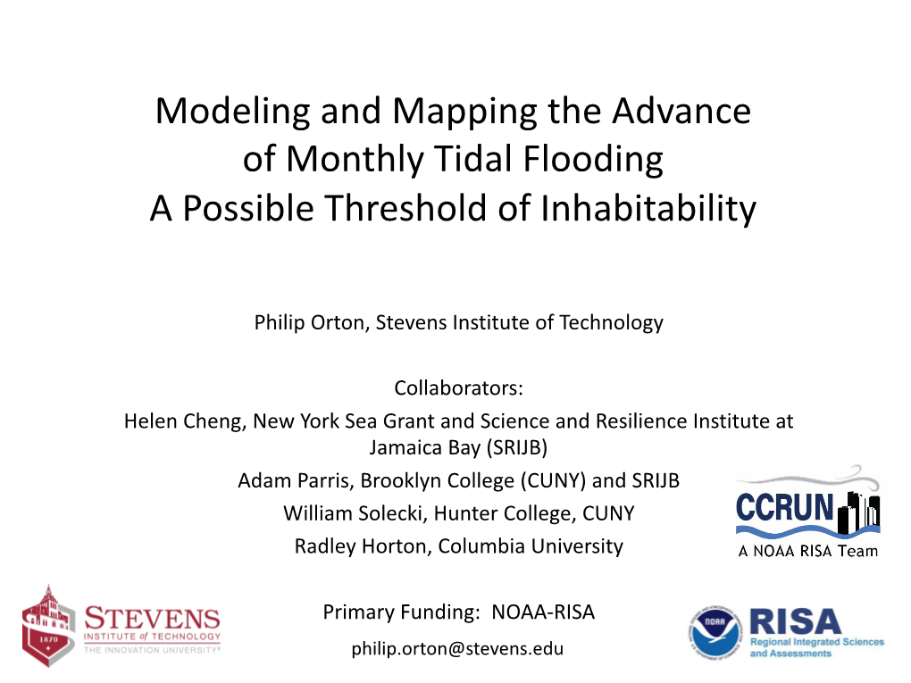 Modeling and Mapping the Advance of Monthly Tidal Flooding a Possible Threshold of Inhabitability