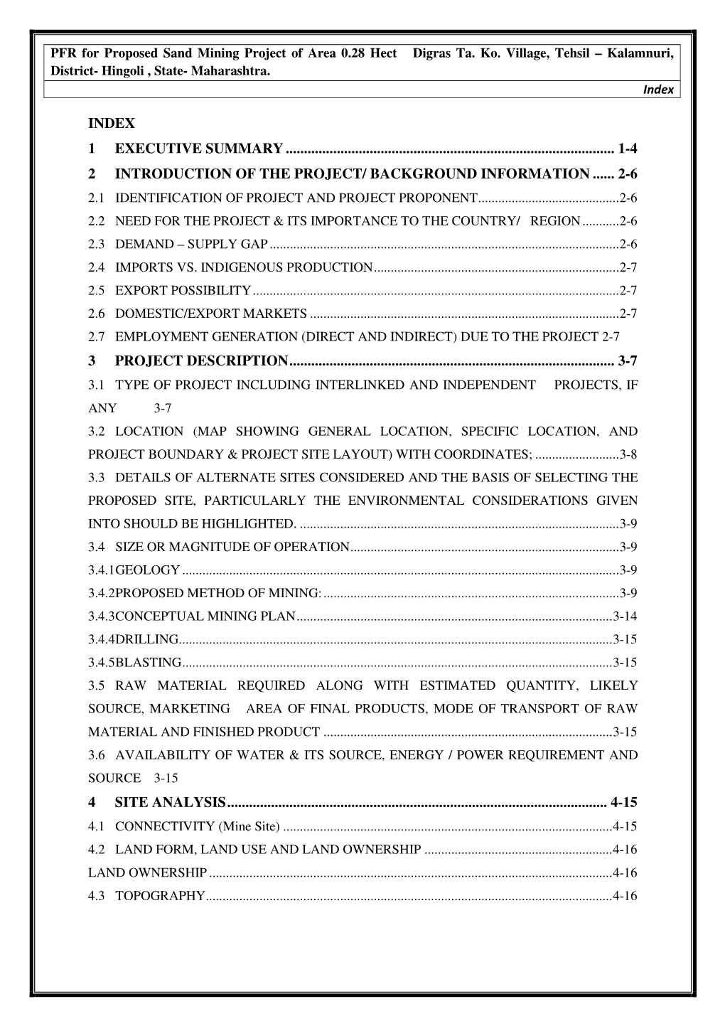 Index 1 Executive Summary