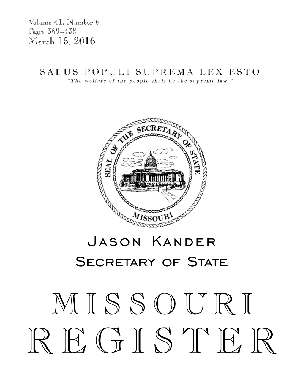 Missouri Secretary of State: Register