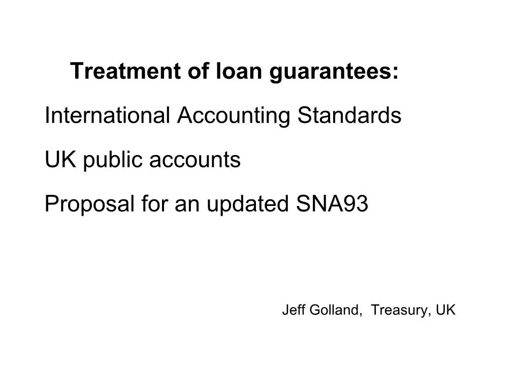 Treatment of Guarantees in International Accounting Standards