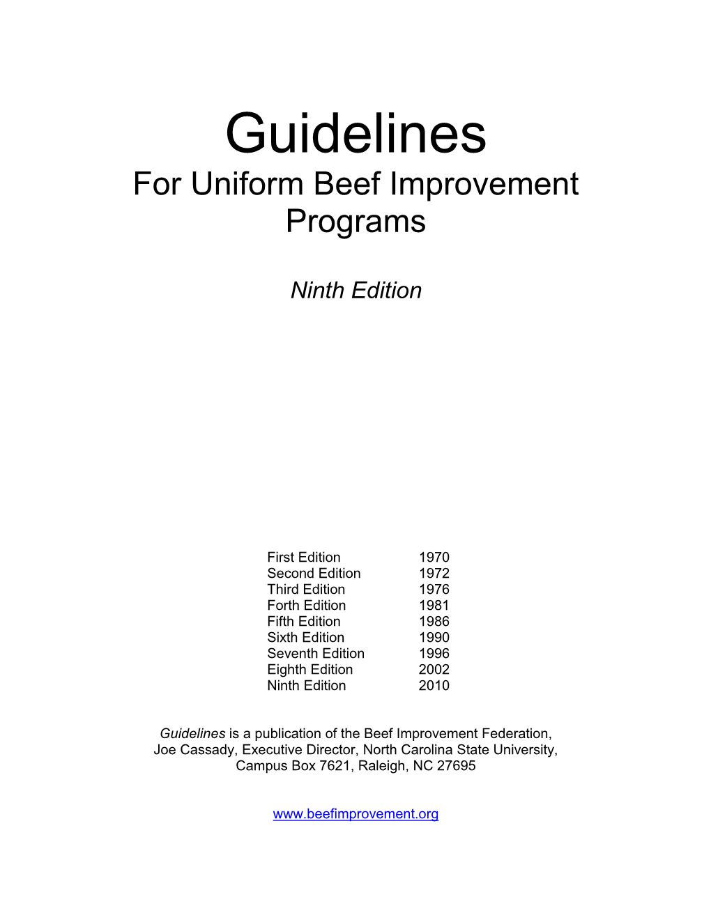 Guidelines for Uniform Beef Improvement Programs