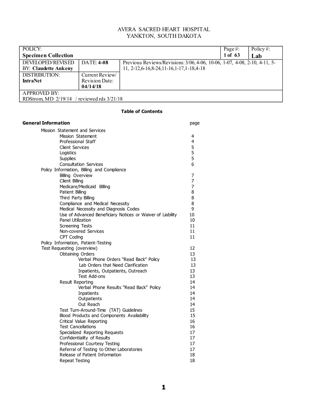 Specimen Collection Manual