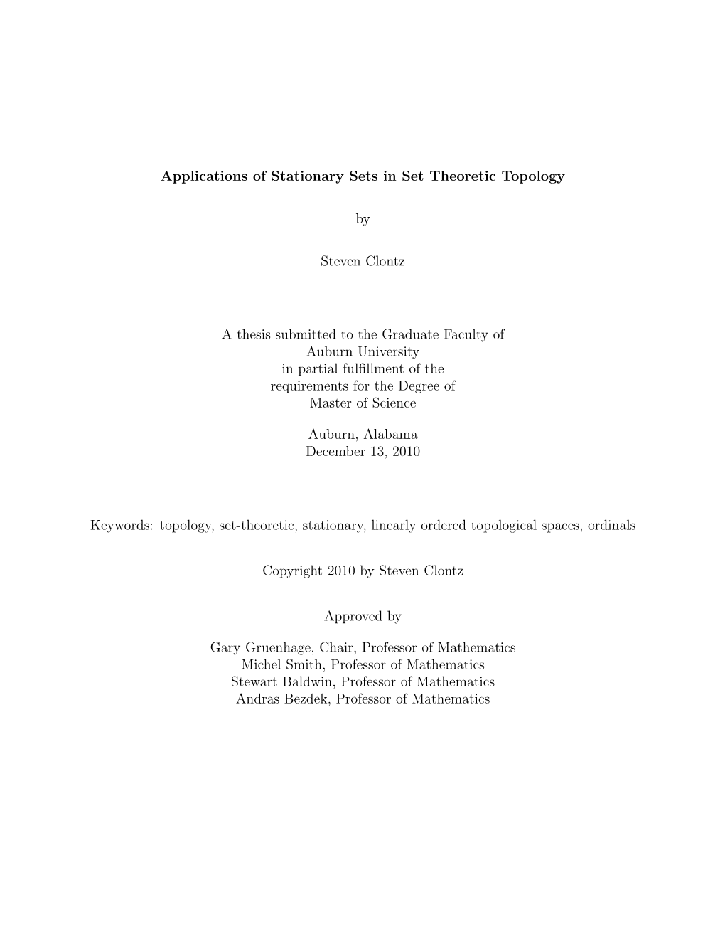 Applications of Stationary Sets in Set Theoretic Topology