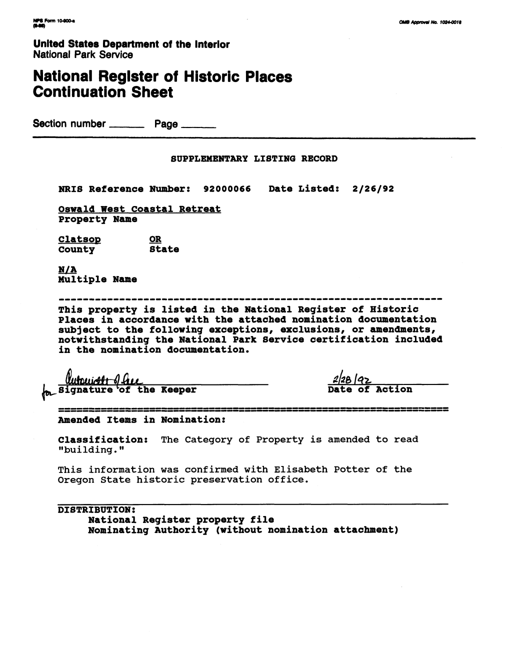 National Register of Historic Places Continuation Sheet