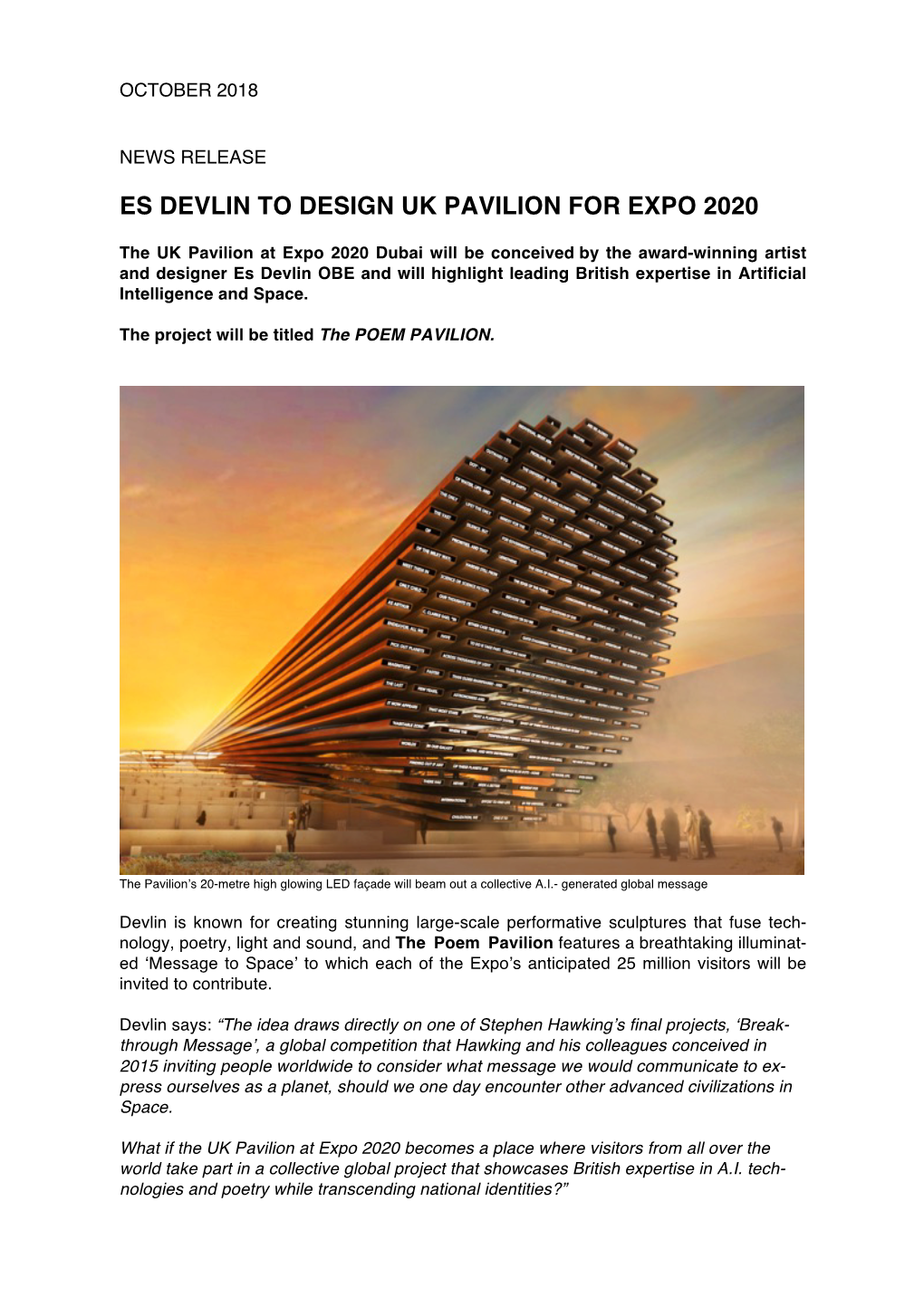 00.01 Update 27 SEPTEMBER UK PAVILION EXPO ES DEVLIN