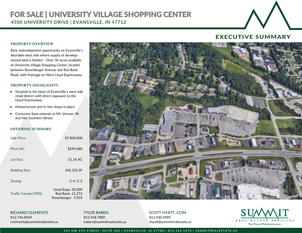 University Village Shopping Center 4500 University Drive | Evansville, in 47712