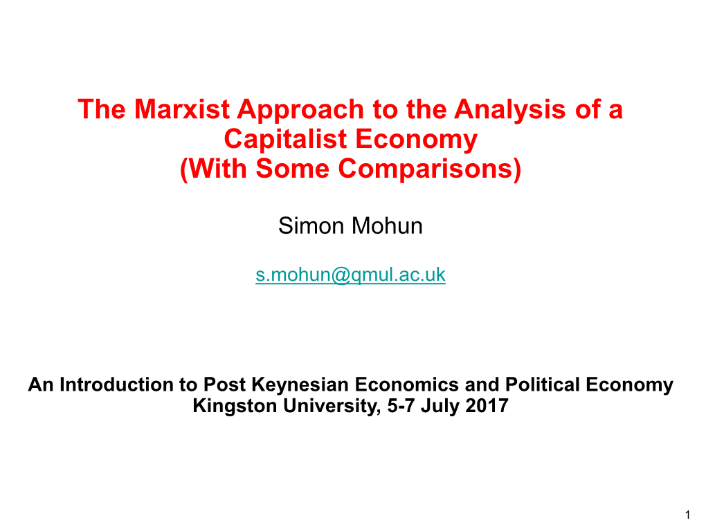 IIPPE Training Workshop in Marxist Political Economy