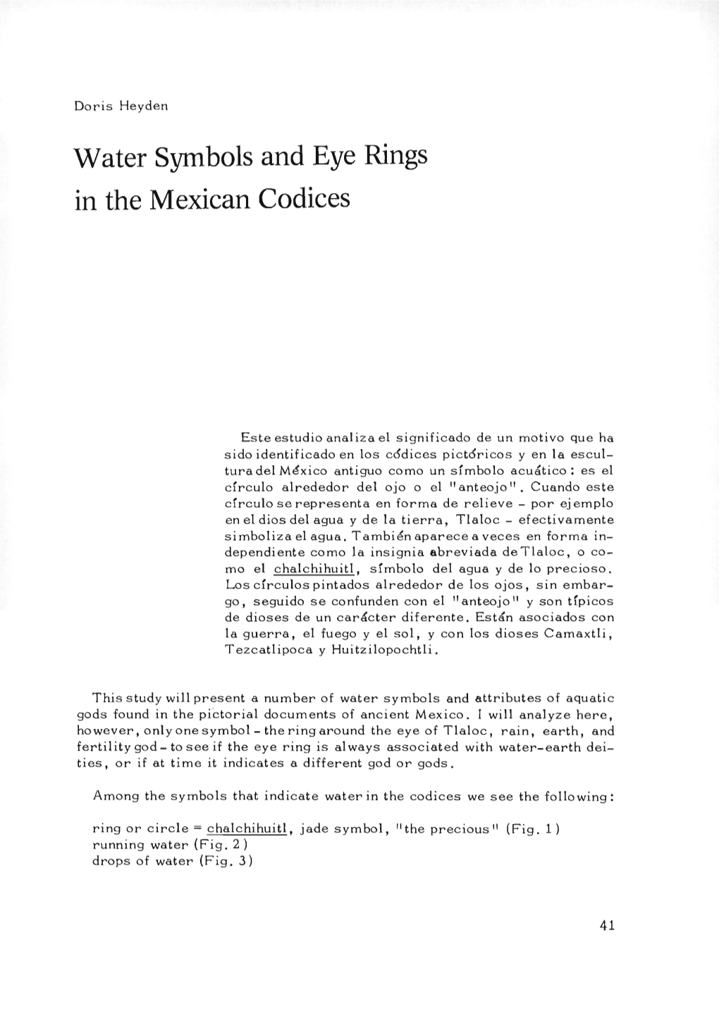 Water Symbols and Eye Rings in the Mexican Codices