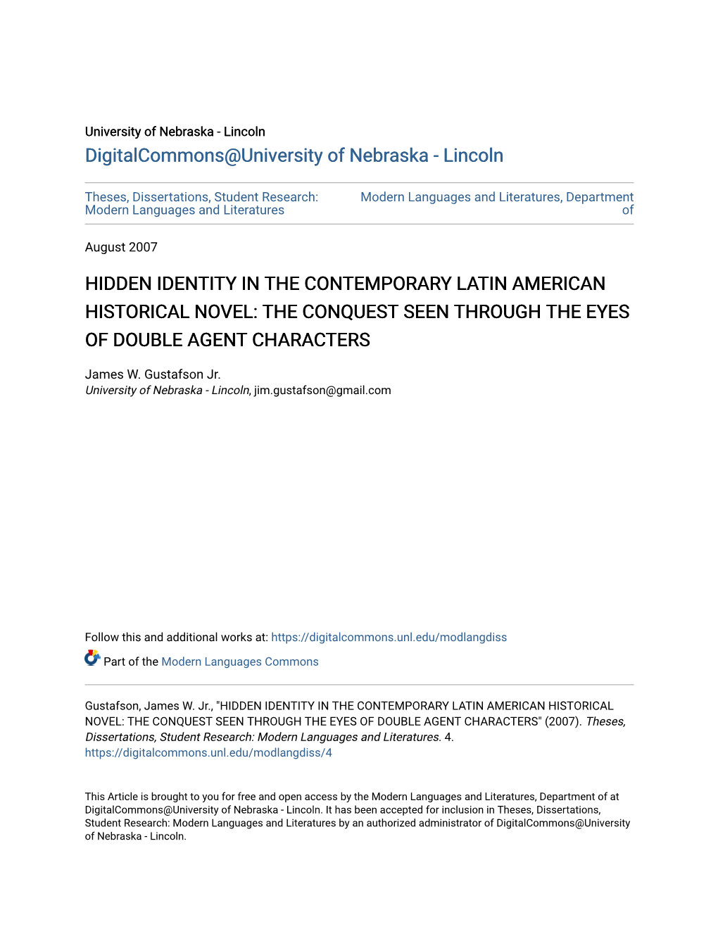 Hidden Identity in the Contemporary Latin American Historical Novel: the Conquest Seen Through the Eyes of Double Agent Characters