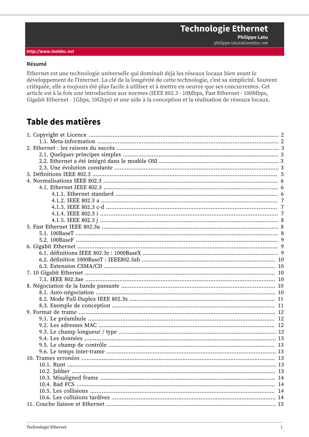 Technologie Ethernet Philippe Latu Philippe.Latu(At)Inetdoc.Net