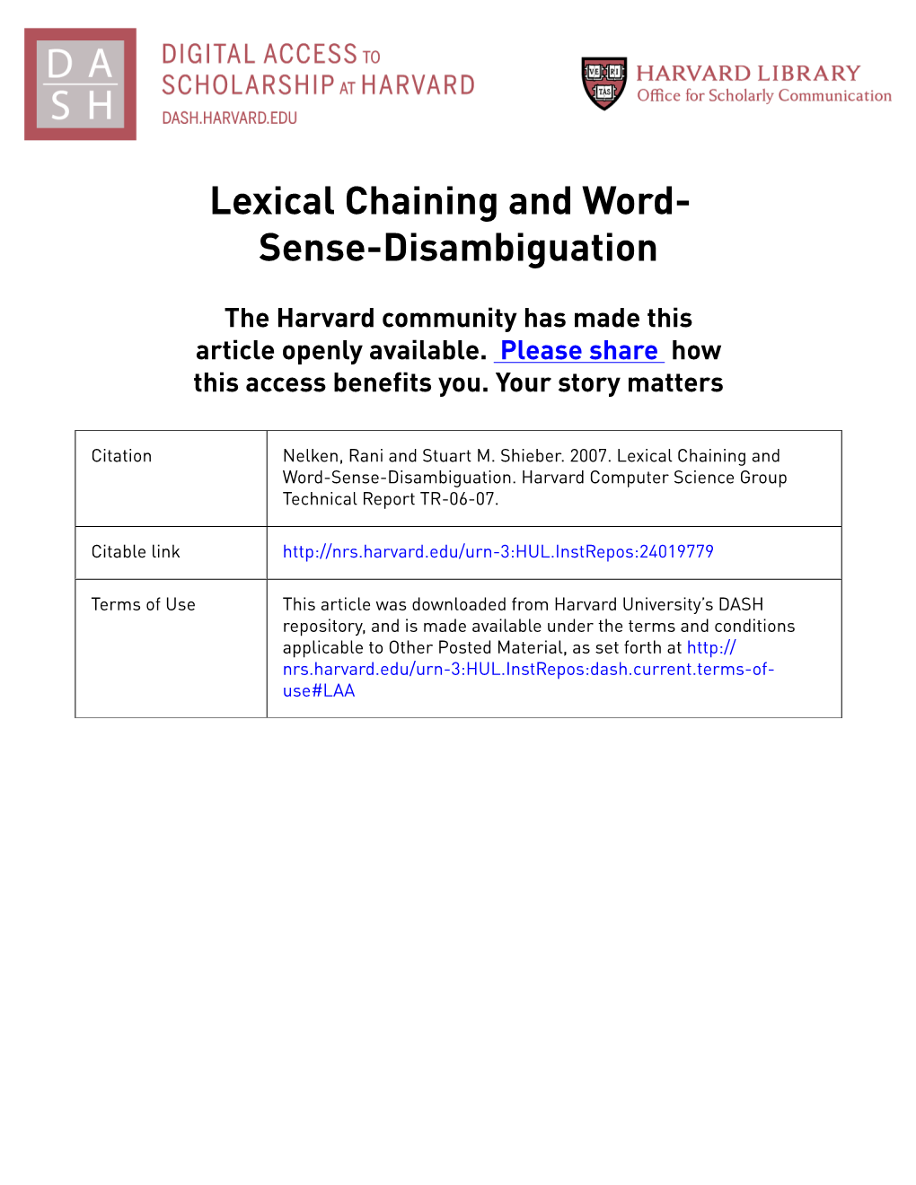 Lexical Chaining and Word- Sense-Disambiguation