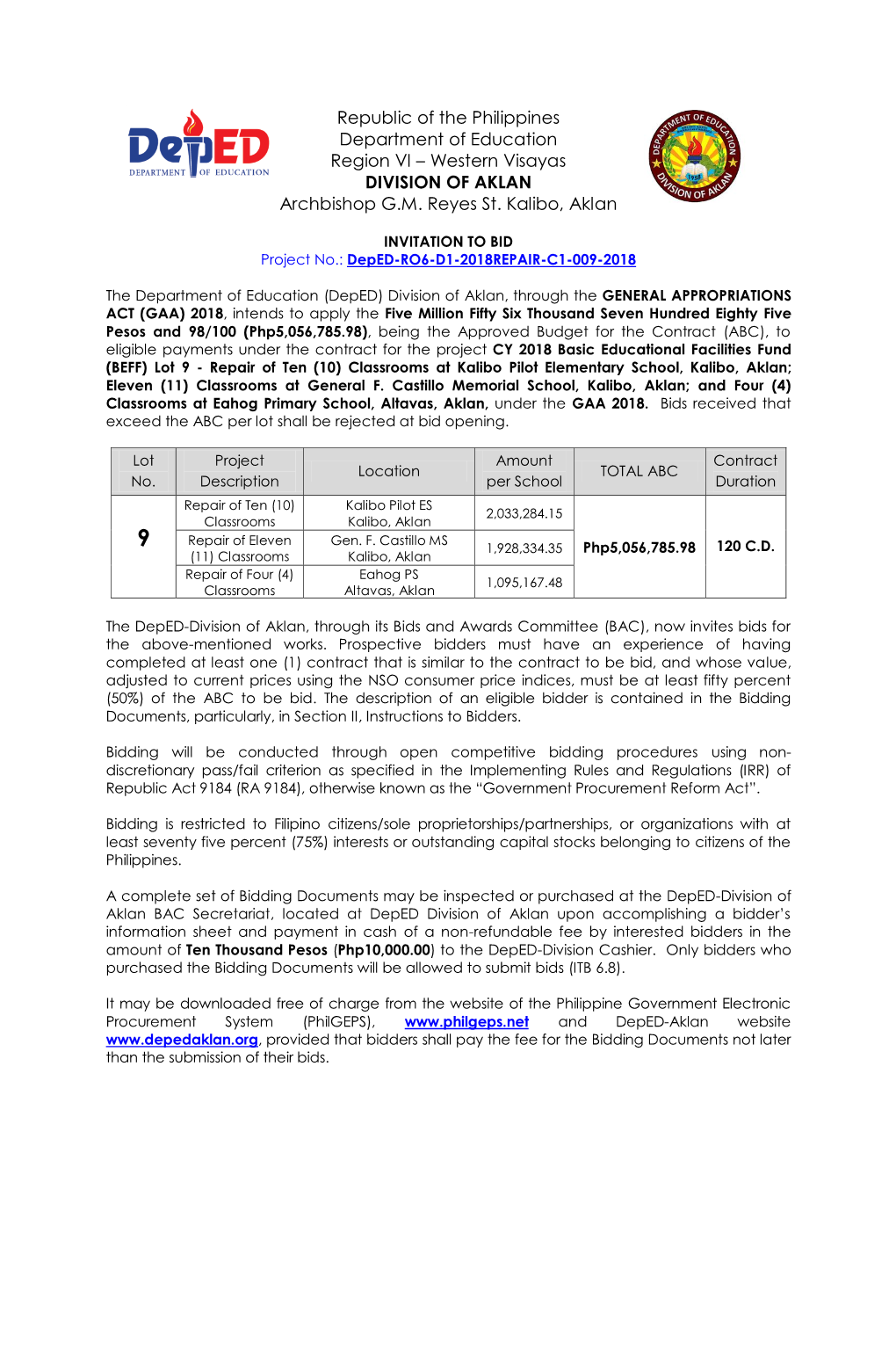 Republic of the Philippines Department of Education Region VI – Western Visayas DIVISION of AKLAN Archbishop G.M