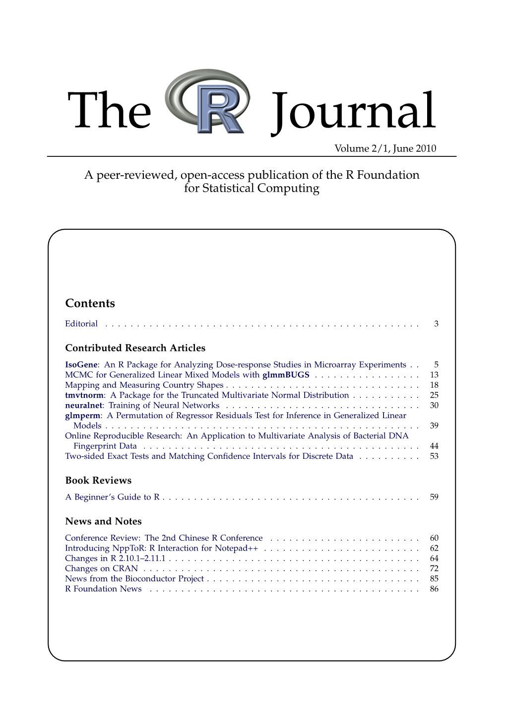 The R Journal Volume 2/1, June 2010