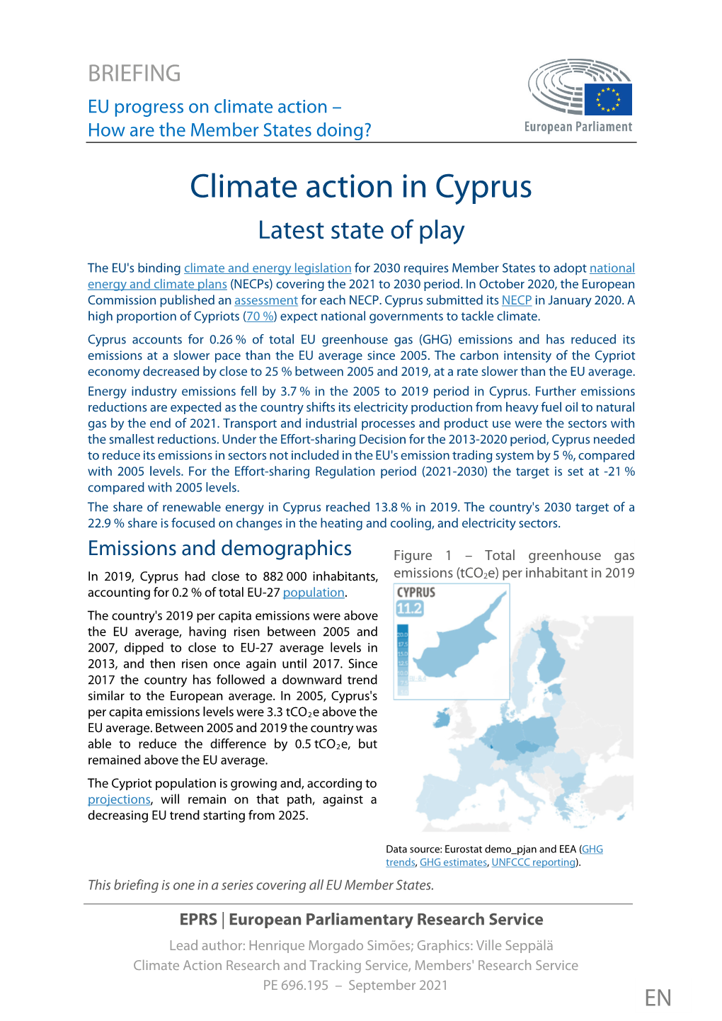 Climate Action in Cyprus Latest State of Play