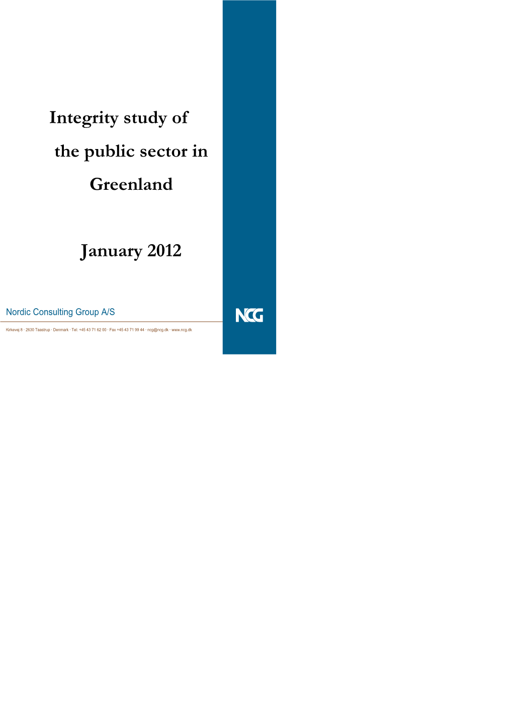 Integrity Study of the Public Sector in Greenland January 2012