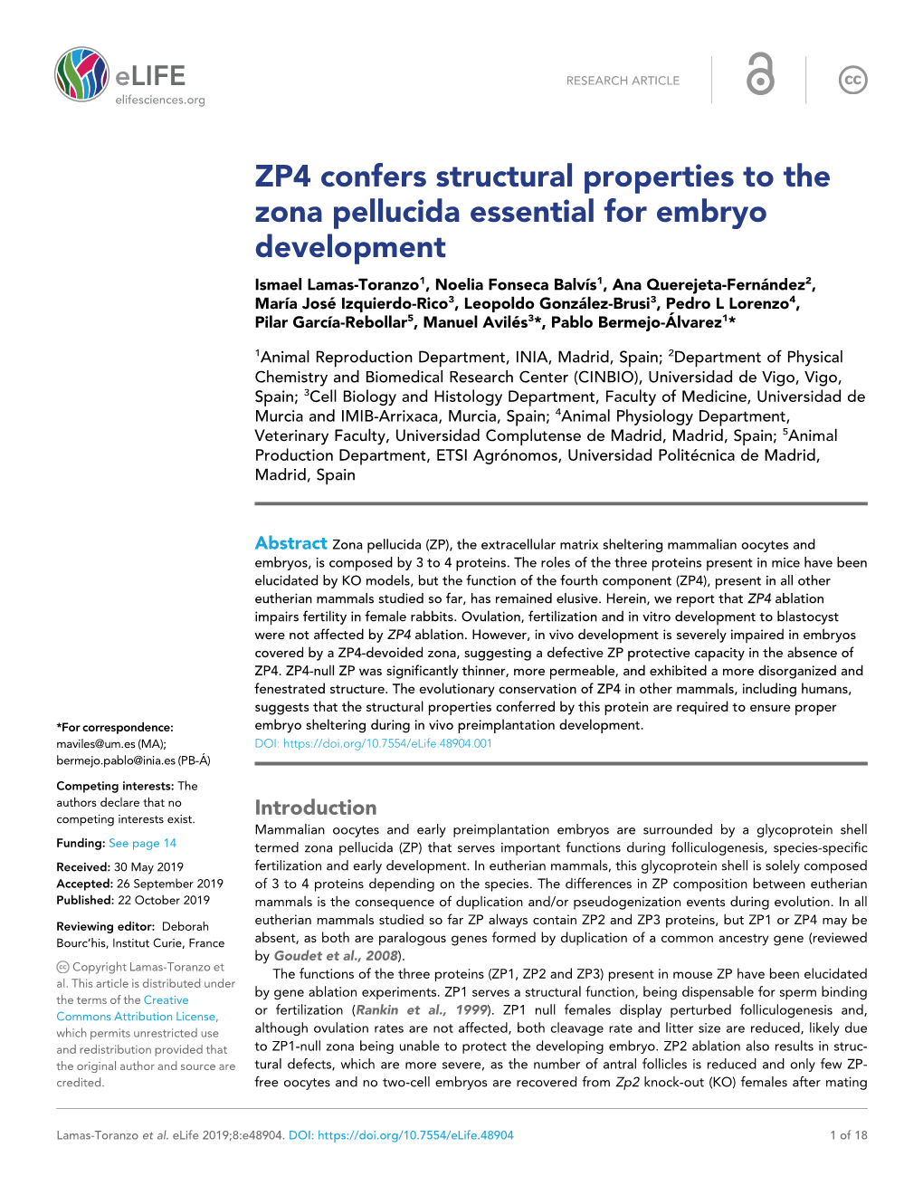 ZP4 Confers Structural Properties to the Zona Pellucida Essential For