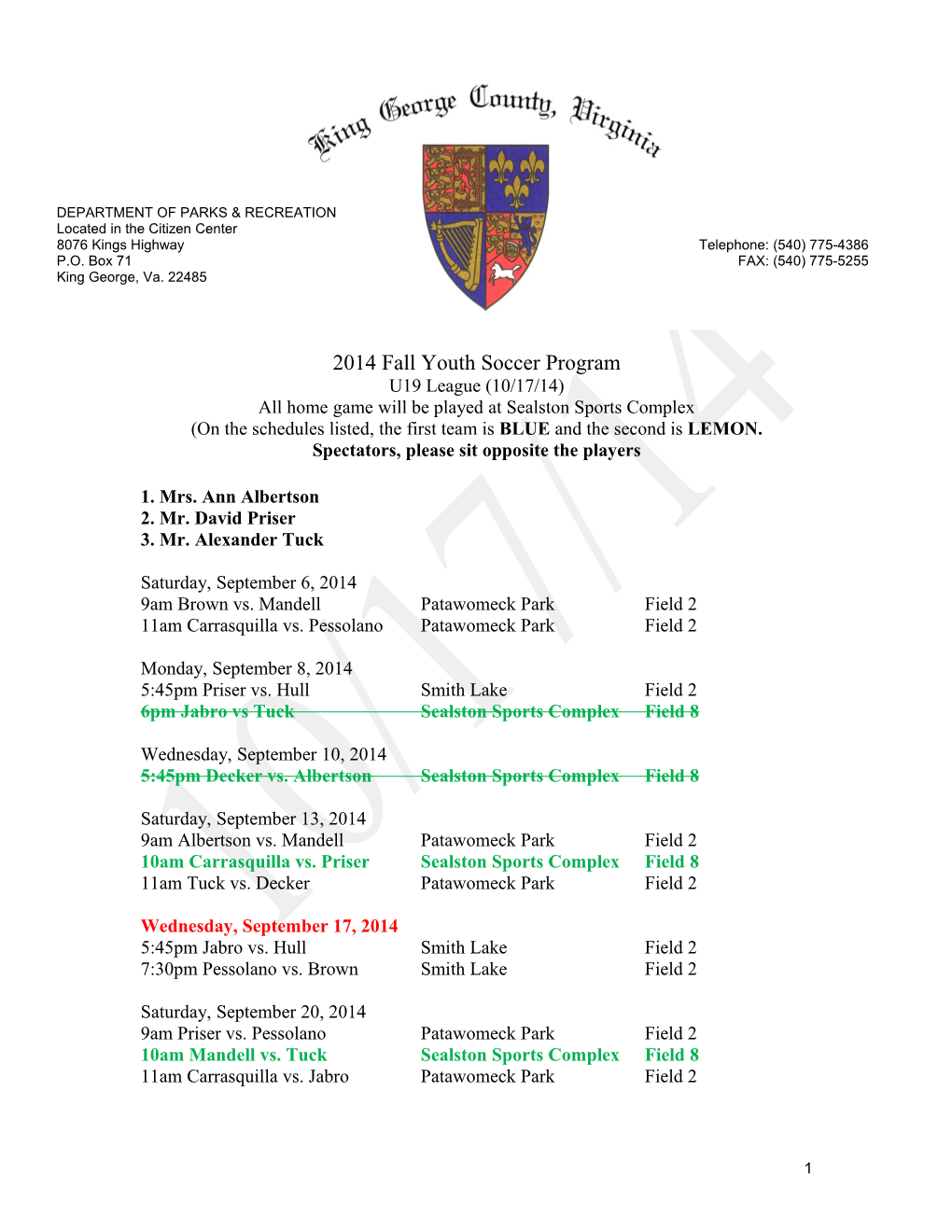 All Home Game Will Be Played at Sealston Sports Complex